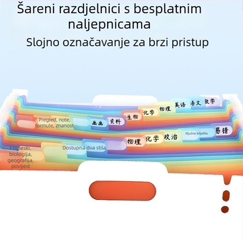 Uspravna dugačka harmonika mapa A4, višeslojni organizator dokumenata i studentskih radova