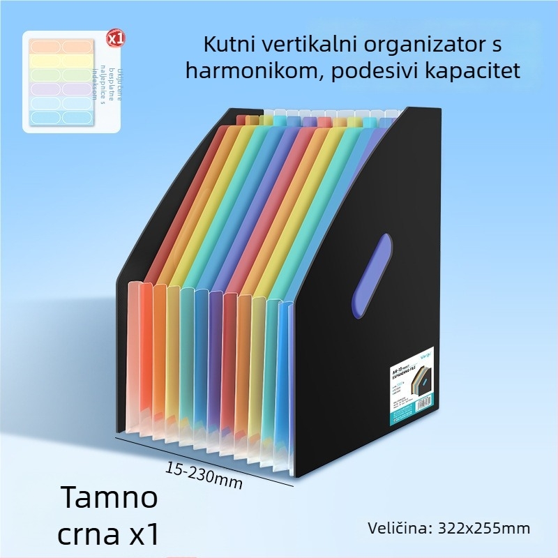 Uspravna dugačka harmonika mapa A4, višeslojni organizator dokumenata i studentskih radova