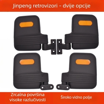 Zadnji retrovizori za električni tricikl karavana — velika konveksna kružna ogledala i mala kružna ogledala