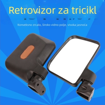 Zadnji retrovizori za električni tricikl karavana — velika konveksna kružna ogledala i mala kružna ogledala