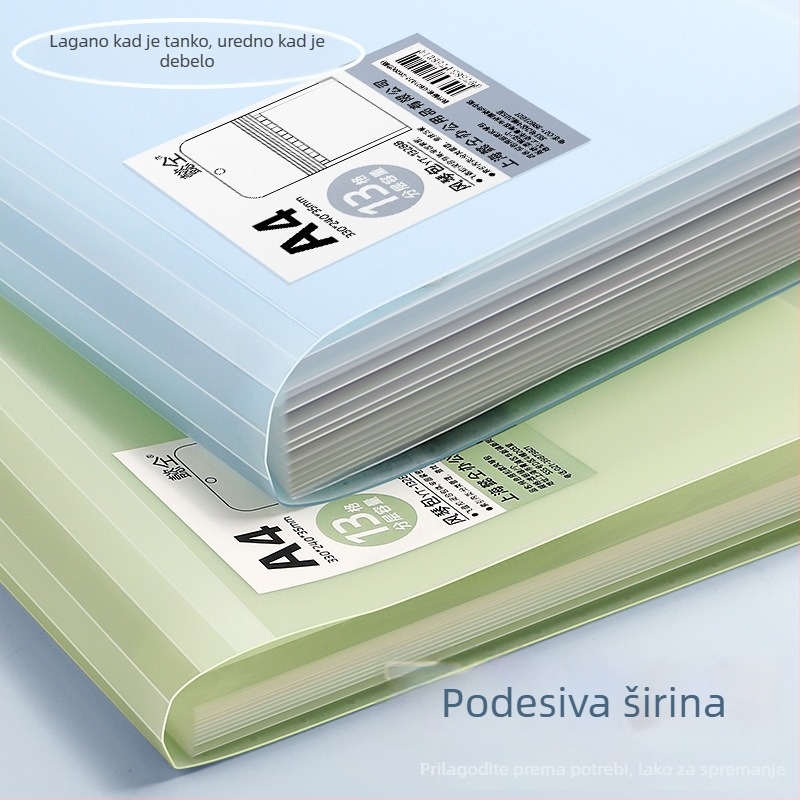 Prozirna A4 akordion mapa za ispite, 13 pretinaca, velik kapacitet