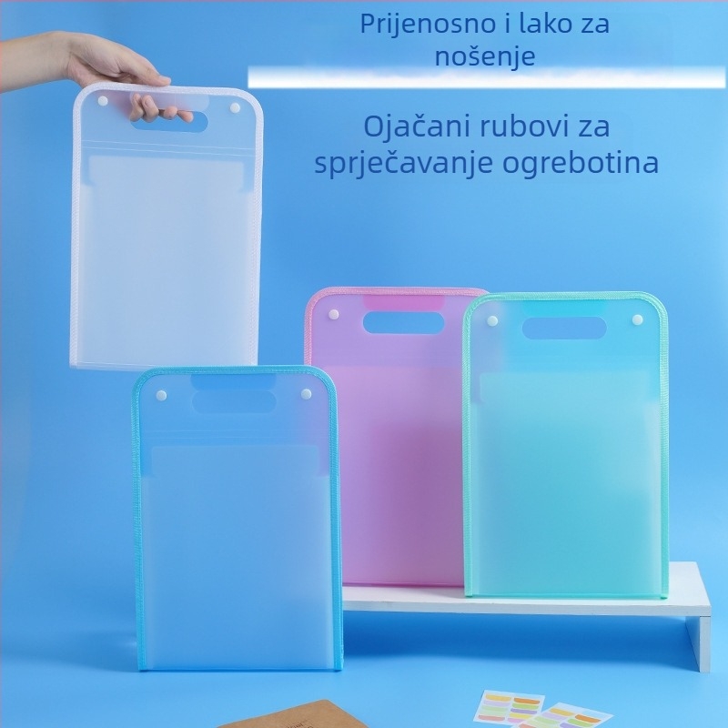Vertikalna akordeonska mapa s ručkom, višestruki pretinci za studentske dokumente, prozirna torba za dokumente