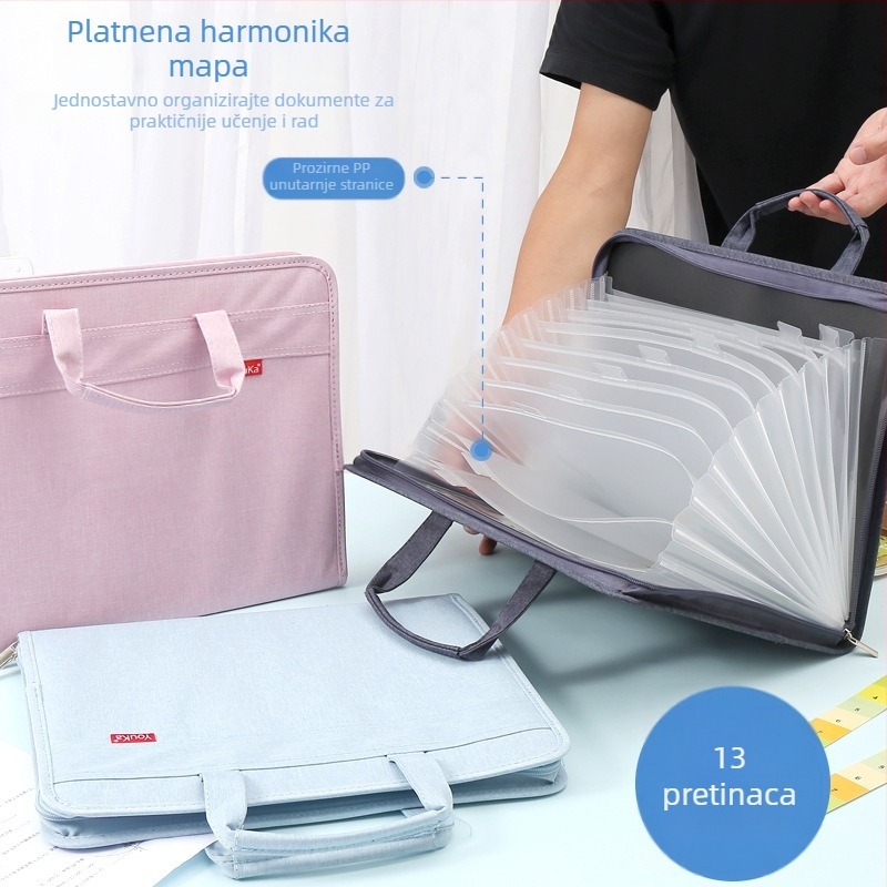 Platneni organizator za dokumente s više pretinaca, za učenike, prijenosna torba za testne papire i dokumente