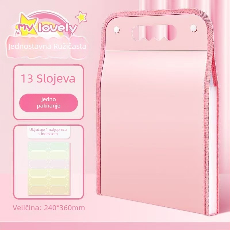 A4 13-pretinasti akordeonski folder s ručkom za učenike