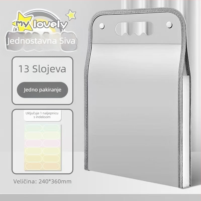 A4 13-pretinasti akordeonski folder s ručkom za učenike