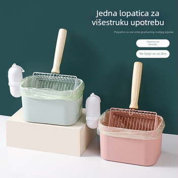 Velika inox lopatica za mačji trus s finim rupama, lopatica za mačji pijesak s bentonitom