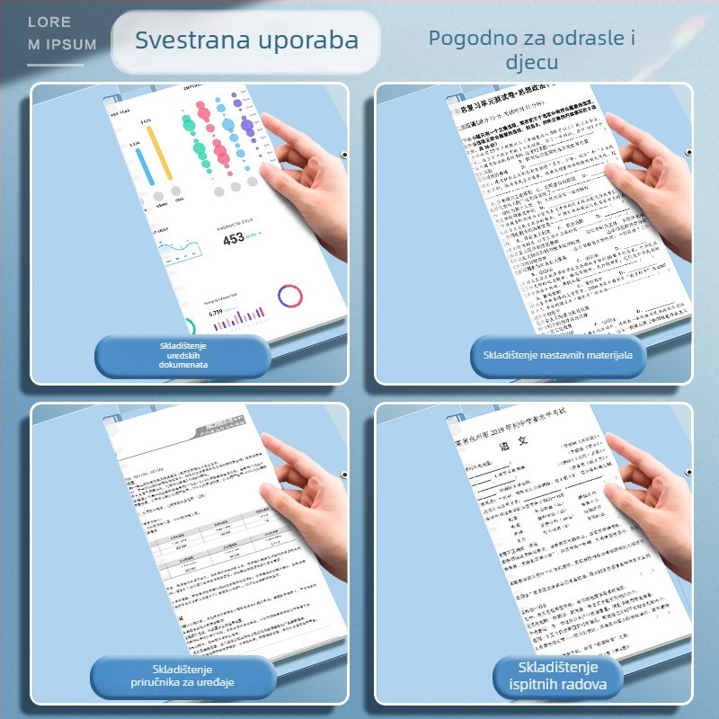 A4 višeslojni folder s prozirnim džepovima za papire – školski organizator