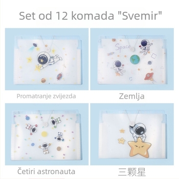 PP mapa s 5 džepova za dokumente, karikatura dizajn, A4 harmonika-organizator