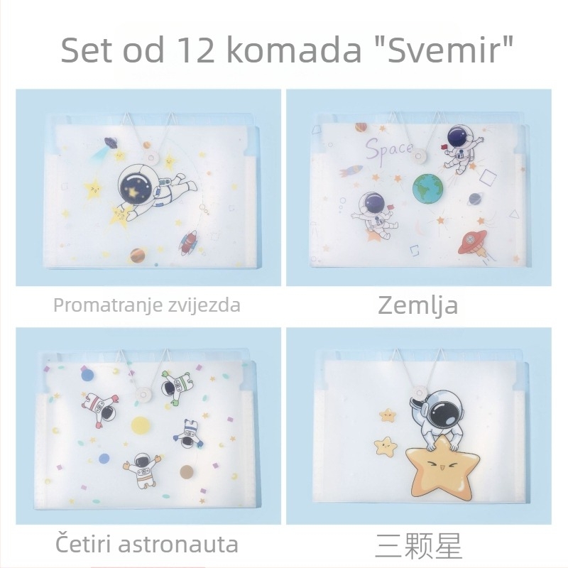 PP mapa s 5 džepova za dokumente, karikatura dizajn, A4 harmonika-organizator