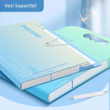 A4 prenosni akordeonski folder za testne bilježnice, velika kapaciteta, višeslojni, ručno nošenje, perlno završni sloj
