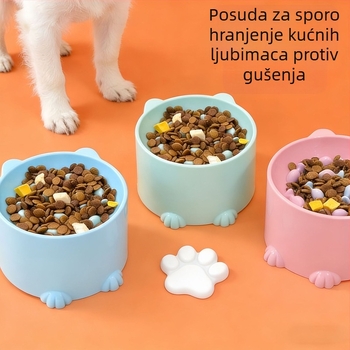 Visoka zdjela za mačke s dizajnom sporog hranjenja, plastična zdjela za hranu kućnih ljubimaca, više boja