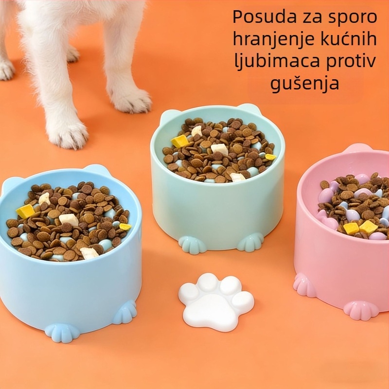 Visoka zdjela za mačke s dizajnom sporog hranjenja, plastična zdjela za hranu kućnih ljubimaca, više boja