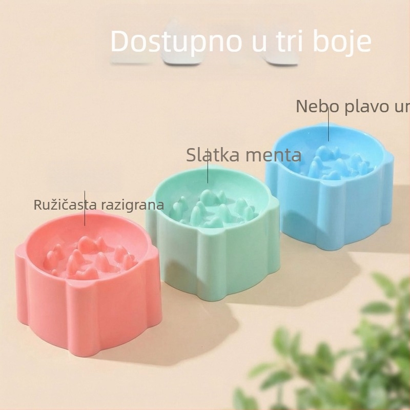 Visoka zdjela za mačke s dizajnom sporog hranjenja, plastična zdjela za hranu kućnih ljubimaca, više boja