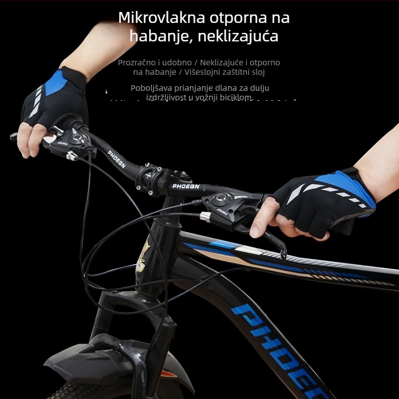 Ljetne prozračne rukavice za vožnju biciklom, s polugom prsta, otporne na klizanje i ublažavanje udaraca, za cestovne bicikle i motocikle