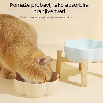 Keramička zdjela za mačke s sporim hranjenjem, cvjetni dizajn, zaštita od gušenja i prolijevanja