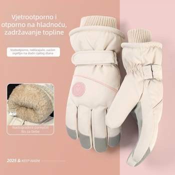 Ženske zimske rukavice s fleec podstavom, debele i otporne na vjetar, za vožnju biciklom i skijanje, kompatibilne sa zaslonom na dodir