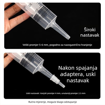 Injekcijska štrcaljka za davanje lijekova mačkama s cijevi za hranjenje tekućom hranom, velika veličina
