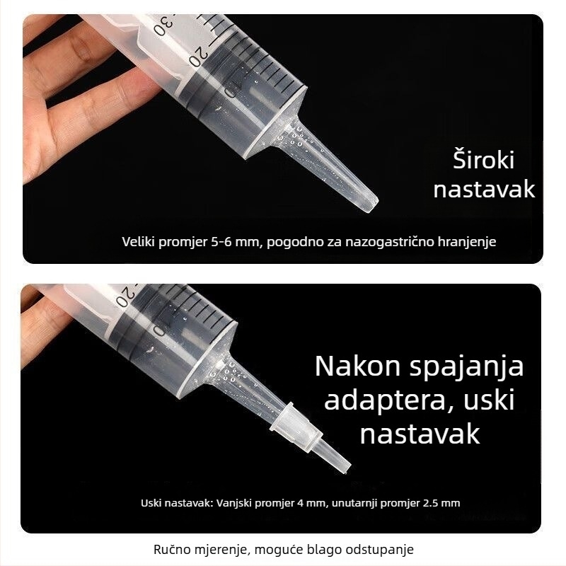 Injekcijska štrcaljka za davanje lijekova mačkama s cijevi za hranjenje tekućom hranom, velika veličina