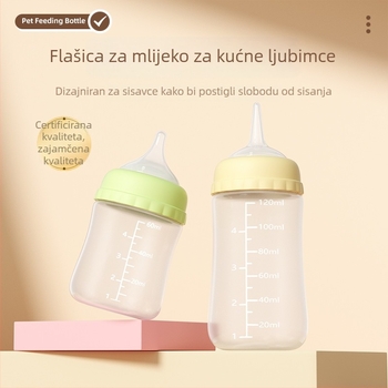 Set bočica za hranjenje kućnih ljubimaca s velikim otvorom za mačiće i štenad, s više silikonskih bradavica i četkicom za bočicu