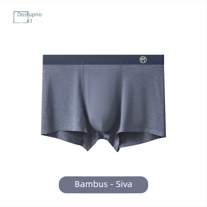 Muške bokserice od bambusovih vlakana, srednje visoki pojas, antibakterijske, prozračne, jednobojne
