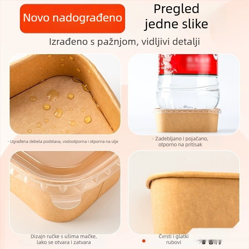Jednokratna kutija za obrok od kraft papira za piknik i kampiranje, kutija za sushi
