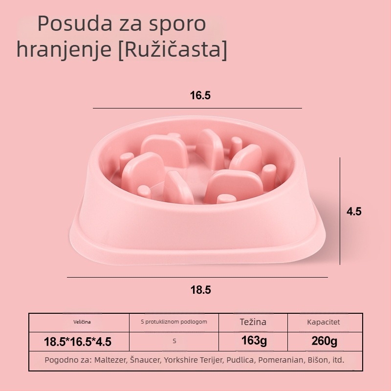 Posuda za polagano hranjenje pasa s protuzagušenjem, šarolita i praktična posuda za hranjenje