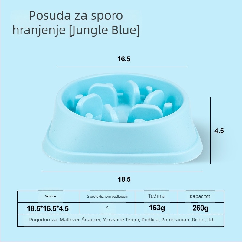 Posuda za polagano hranjenje pasa s protuzagušenjem, šarolita i praktična posuda za hranjenje