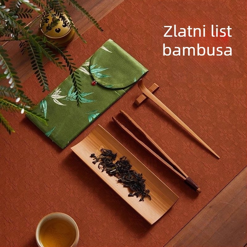 Novi pribor za Gongfu čajnu ceremoniju u kineskom stilu, s platnenom torbom za pohranu, čajne škare i čajne kliješta, šestodjelni set