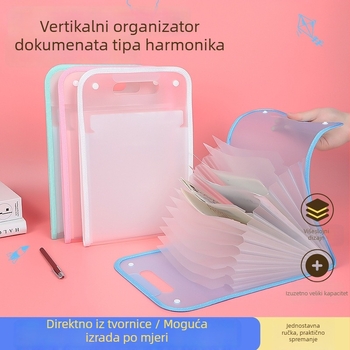 Vertikalni 13‑dijelni akordeonski organizator s ručkom, velika kapaciteta za studentske dokumente i ispitne papire.