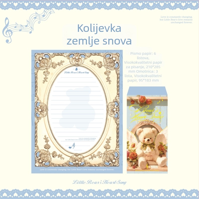 Mr. Paper set za pisanje i kuverte sa slatkom ilustracijom malog medvjedića – za učenike
