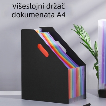 A4 uspravni harmonika folder s nagibnim otvorom, velik kapacitet za pohranu studentskih papira i dokumenata