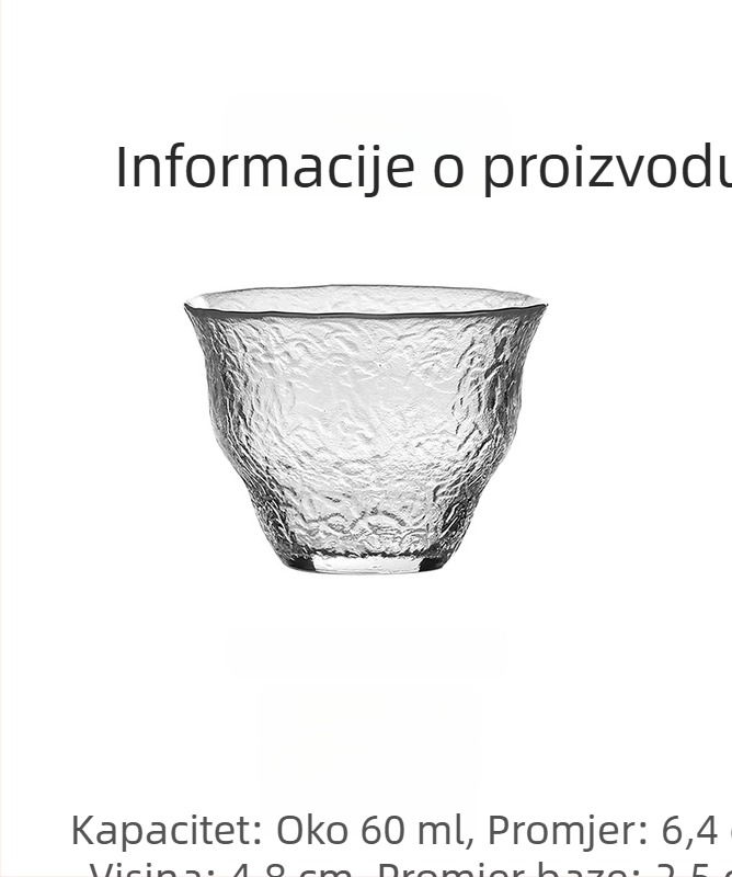 Gongfu čajni set od stakla za kućnu upotrebu — čajnik, šalice, čašica za ravnomjernu distribuciju, zdjela s poklopcem u uzorku kore