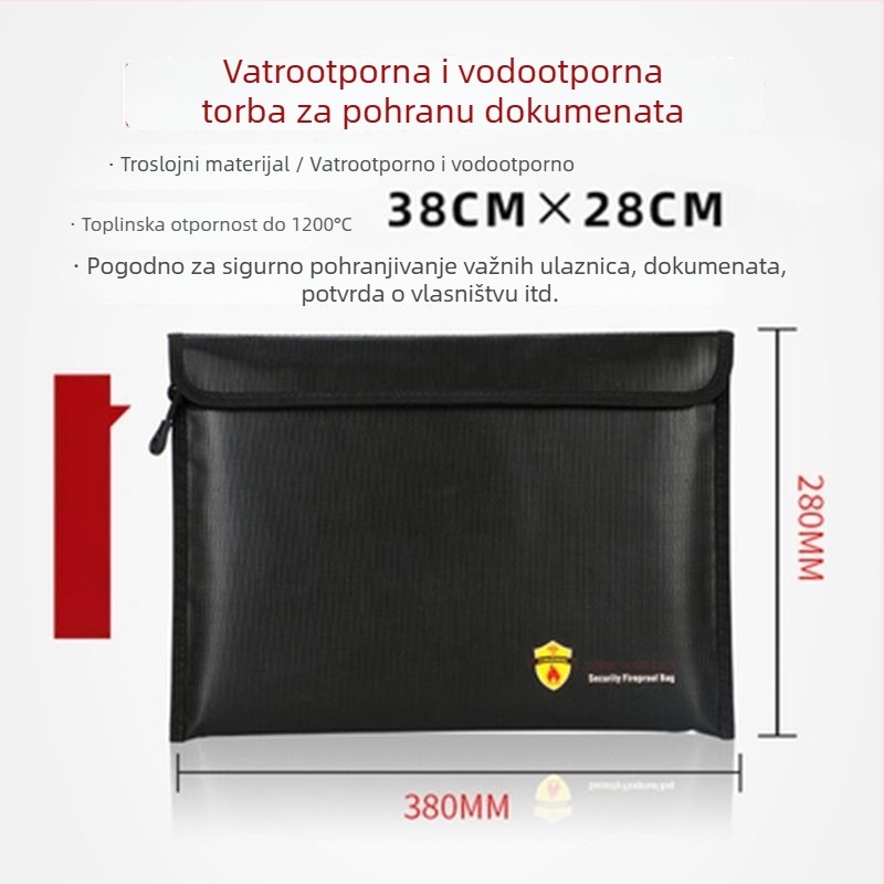 Vatrootporna torba za dokumente za kućnu i uredsku upotrebu, otporna na vatru, vodootporna i otporna na vlagu, debela i otporna na visoke temperature