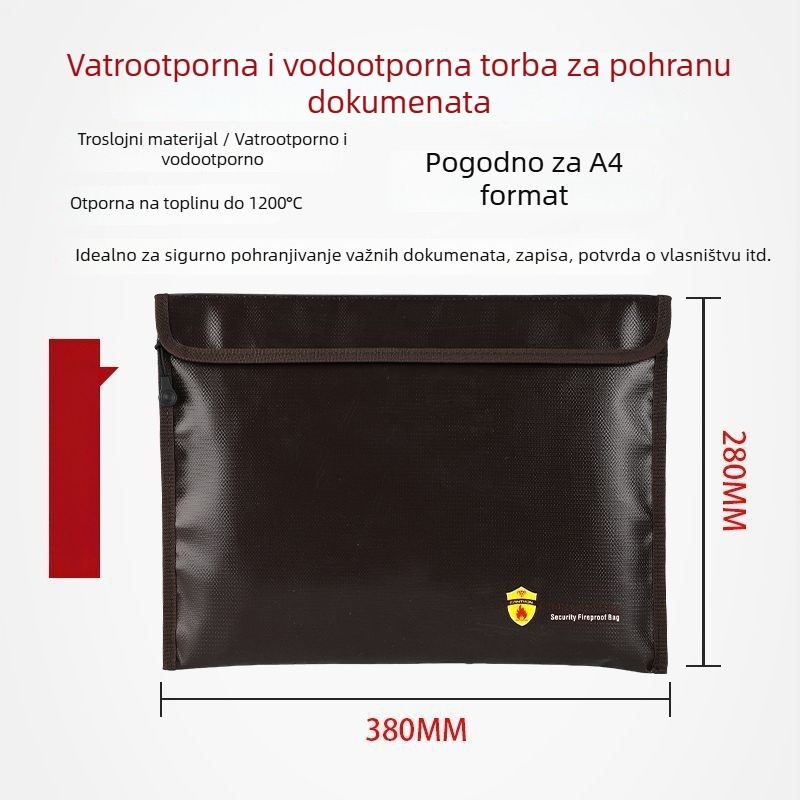Vatrootporna torba za dokumente za kućnu i uredsku upotrebu, otporna na vatru, vodootporna i otporna na vlagu, debela i otporna na visoke temperature