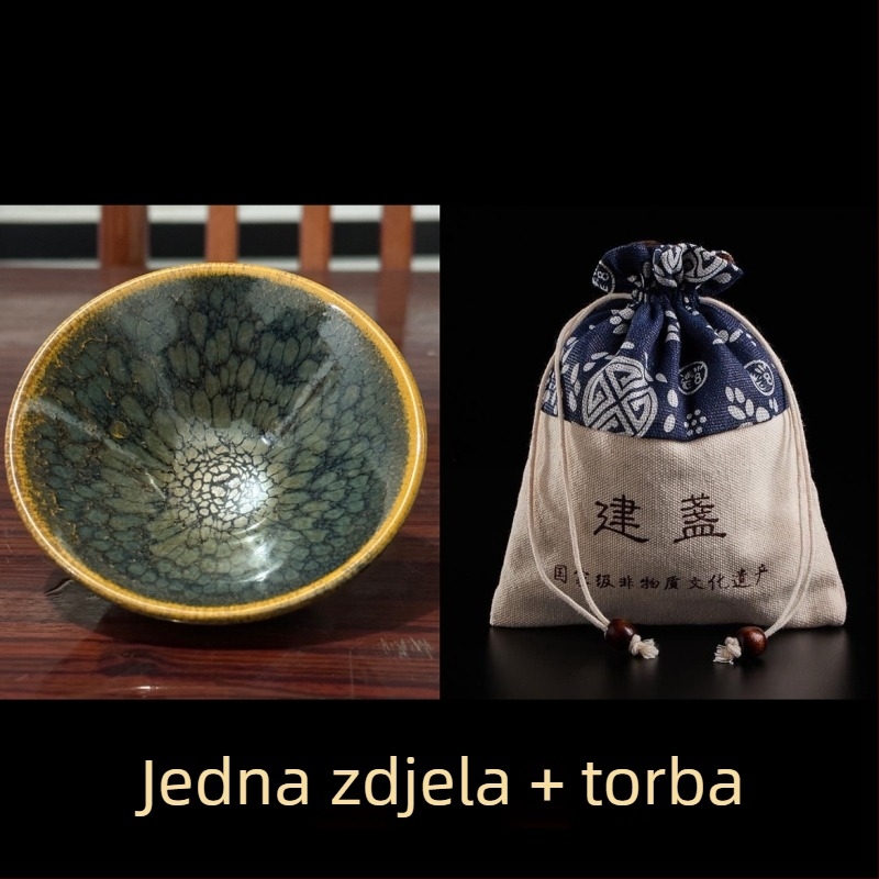 Jianyang Jianzhan Zelena šalica u obliku šešira s izljevom – šalica za domaćina, čaj od sirovog minerala, poklon kutija