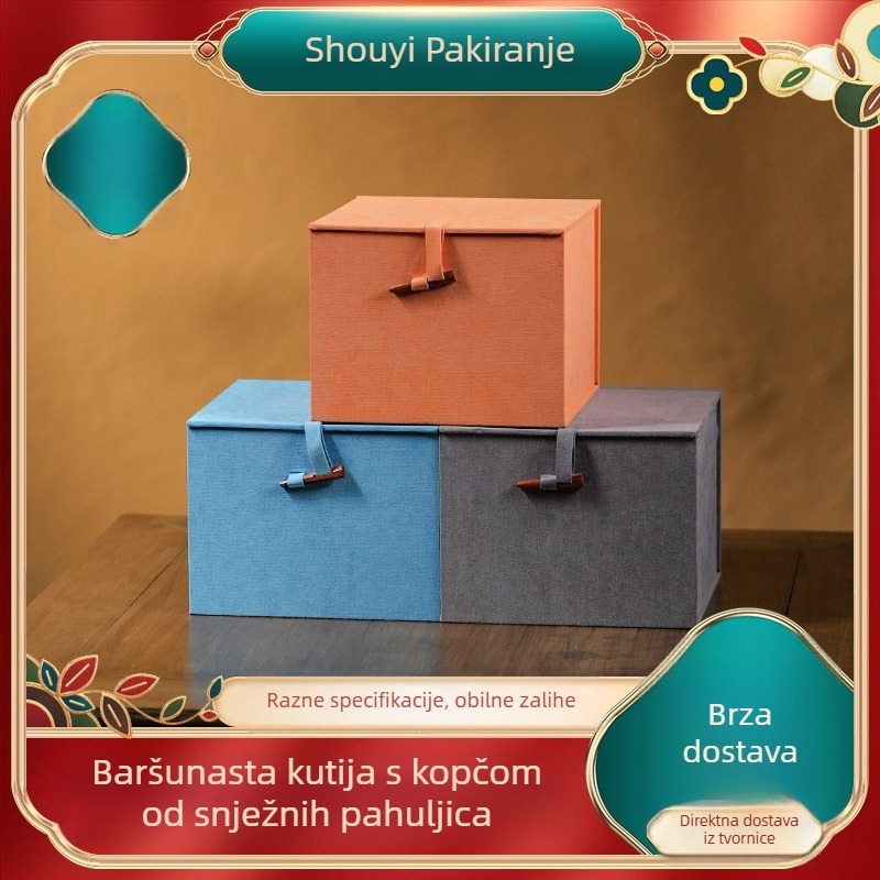 Kutija od velura brokata sa snježnim pahuljama za Yixing Zisha čajnik, retro nacionalni stil, poklon pakiranje i kutija za pohranu nakita