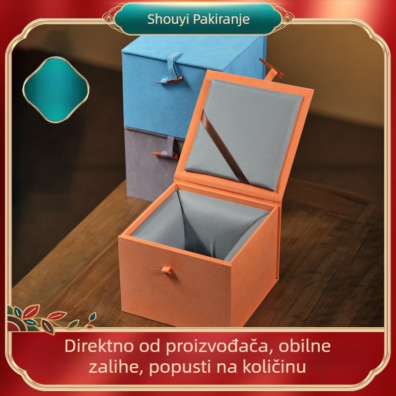 Kutija od velura brokata sa snježnim pahuljama za Yixing Zisha čajnik, retro nacionalni stil, poklon pakiranje i kutija za pohranu nakita