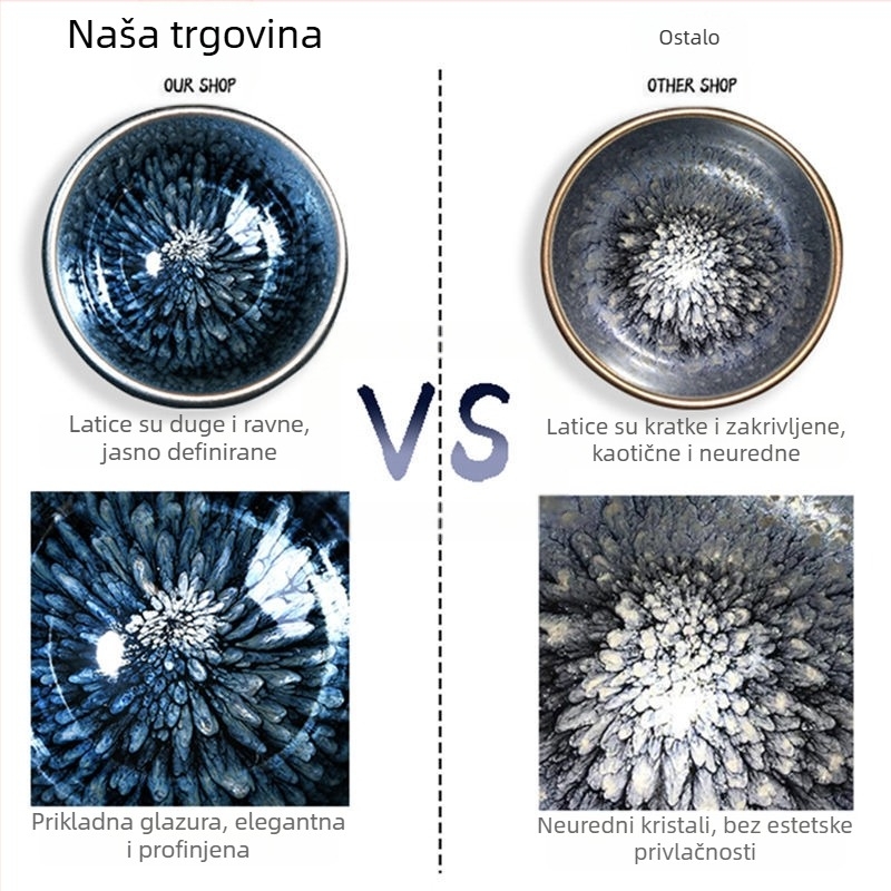 Velika keramička šalica za čaj, zen inspirirana, za osobnu uporabu, sa šarenom glazurom