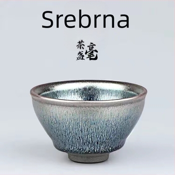 Crna keramička šalica za čaj sa srebrnom glazom, za kućnu upotrebu