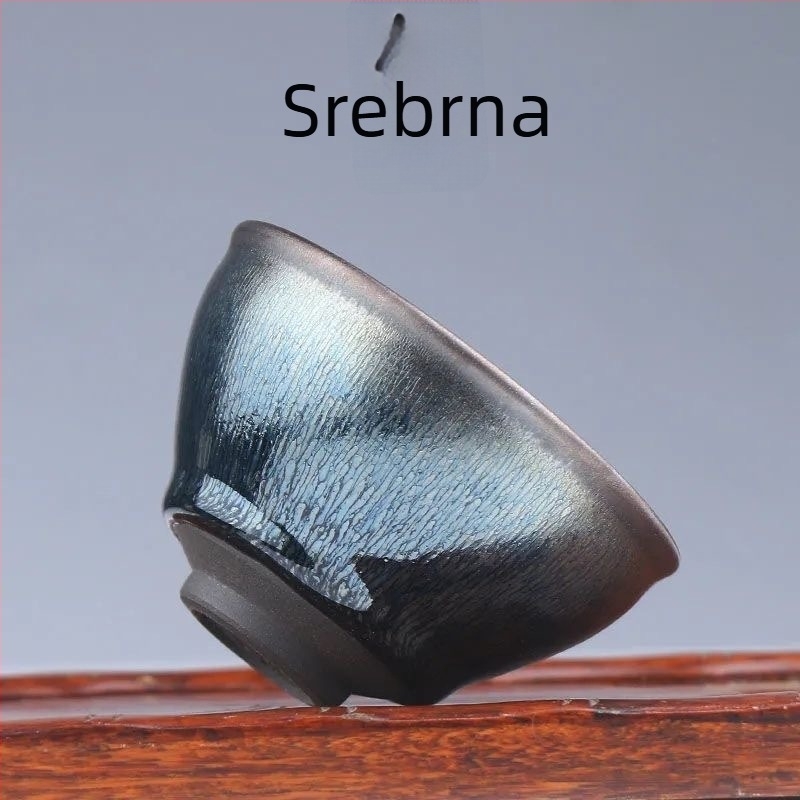 Crna keramička šalica za čaj sa srebrnom glazom, za kućnu upotrebu