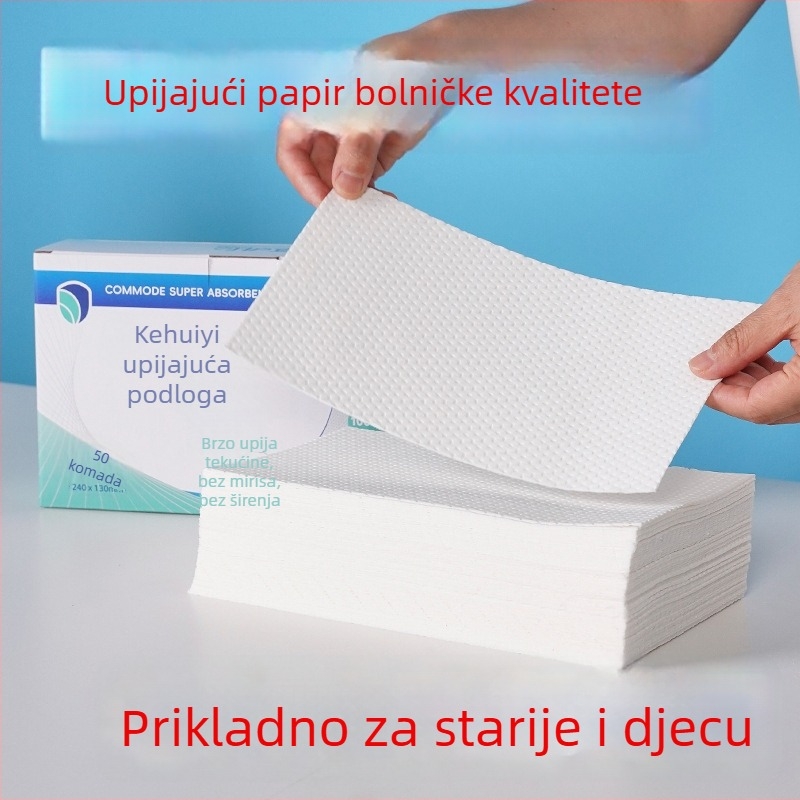 Set upijajućih pamuk podložnica u vrećici sa šnom, uključuje upijajuću podlogu i podlogu za urin, visok kapacitet apsorpcije, za noćno ili toaletno sjedalo