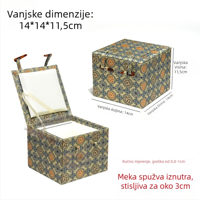 Velika kutija od Song brokata za retro kineski stil čajnik od ljubičaste gline i porculanski set, pečat, spremište za poklon