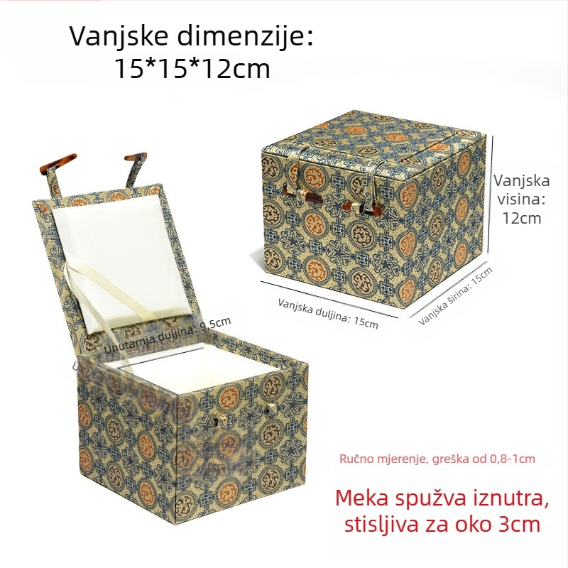 Velika kutija od Song brokata za retro kineski stil čajnik od ljubičaste gline i porculanski set, pečat, spremište za poklon