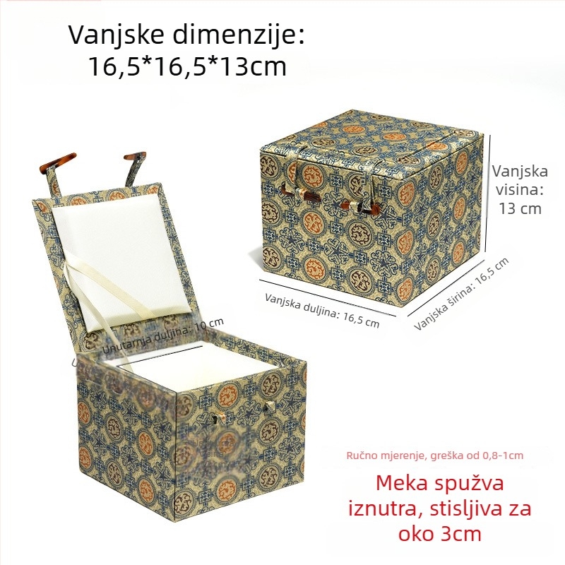 Velika kutija od Song brokata za retro kineski stil čajnik od ljubičaste gline i porculanski set, pečat, spremište za poklon