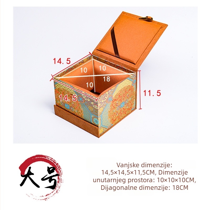 Čajni set u kaleidoskopskom stilu s čajnikom od Yixing gline, Tea Pet, u kutiji za darove od brokata i tkanine