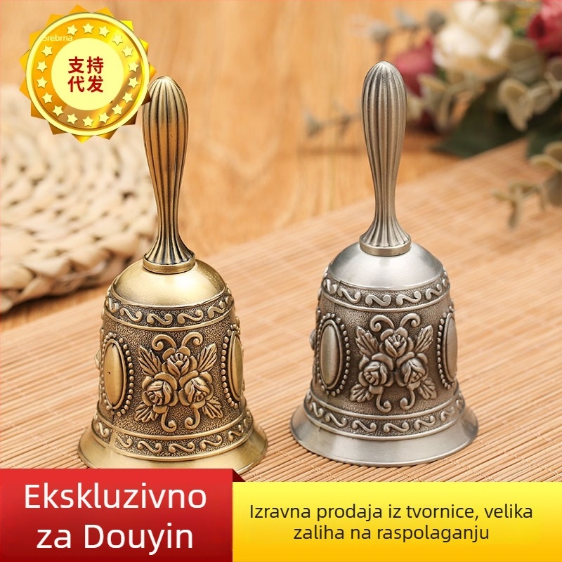 Metalni brončani retro ručni zvonac za privlačenje bogatstva, kućni dekor, zvono za poslugu u baru i restoranu, moderan ručni rad