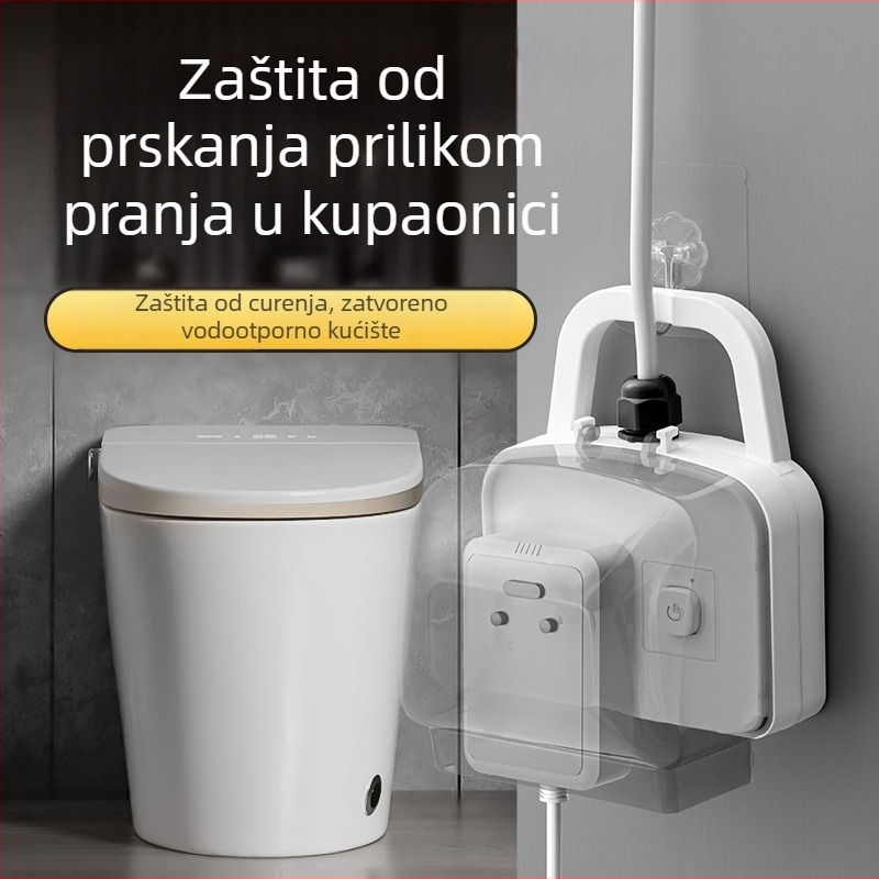 Petopolna vodootporna utičnica za kupaonicu s zaštitom od curenja, zidna montaža, za pametni WC i bojler