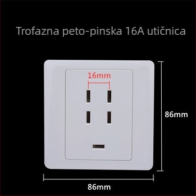 Tip 86 zidna utičnica napajanje 440V, trofazna s pet polova, industrijska utičnica 16A/25A, klima uređaj 380V s pet vodiča