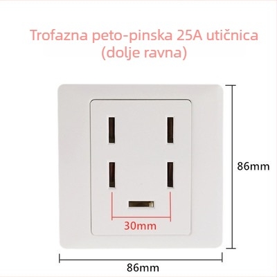 Tip 86 zidna utičnica napajanje 440V, trofazna s pet polova, industrijska utičnica 16A/25A, klima uređaj 380V s pet vodiča