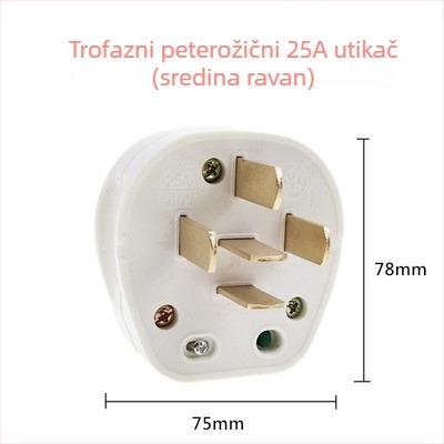 Tip 86 zidna utičnica napajanje 440V, trofazna s pet polova, industrijska utičnica 16A/25A, klima uređaj 380V s pet vodiča